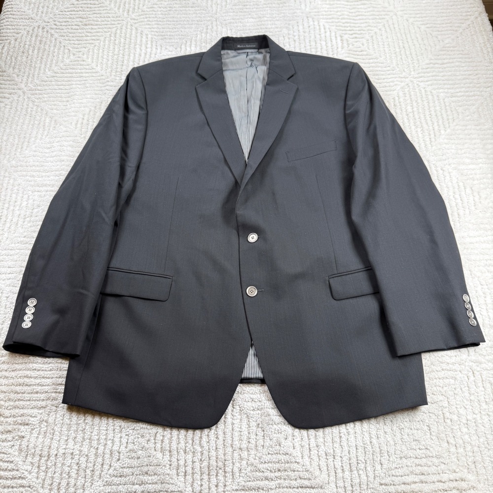 Calvin Klein Blazer Men 46R Black Wool Metal Buttons Sport Coat Double Vent Luxe